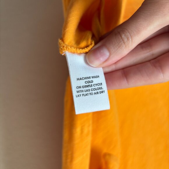 Apiece Apart Organic Cotton Vanina Cinched Tie Waist Midi Dress in Creamsicle - Picture 9 of 11